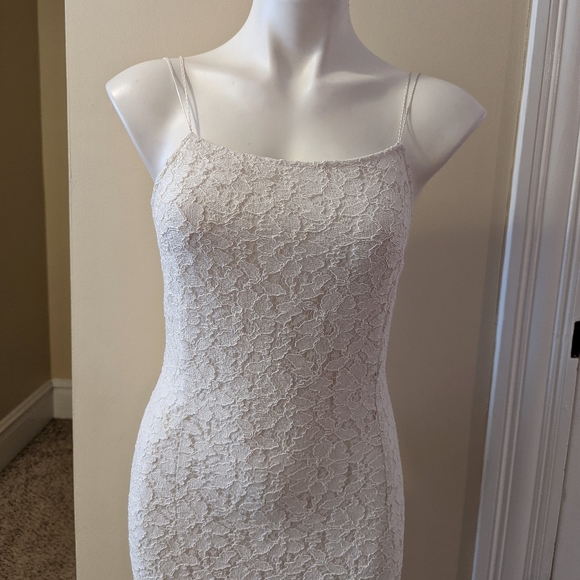 Vintage Hit Way Fashions white lace fitted dress with skinny straps size 0 - Picture 4 of 7